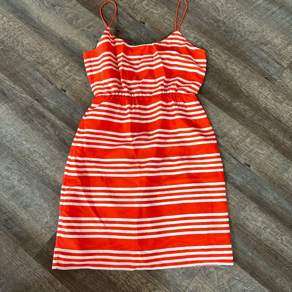 J. Crew Orange and White Dress